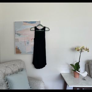 Joie, black cotton shift dress, silk neckline. Size SMALL